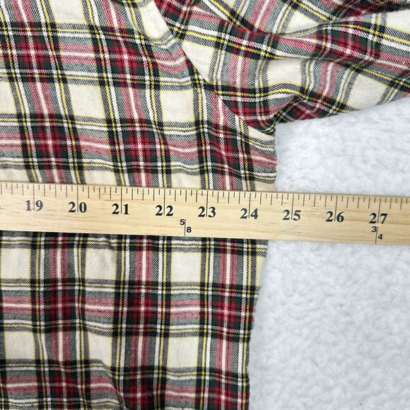 Soft Surroundings Plaid Ruffle Tunic Top Large 100% Cotton Button Front - Picture 11 of 13